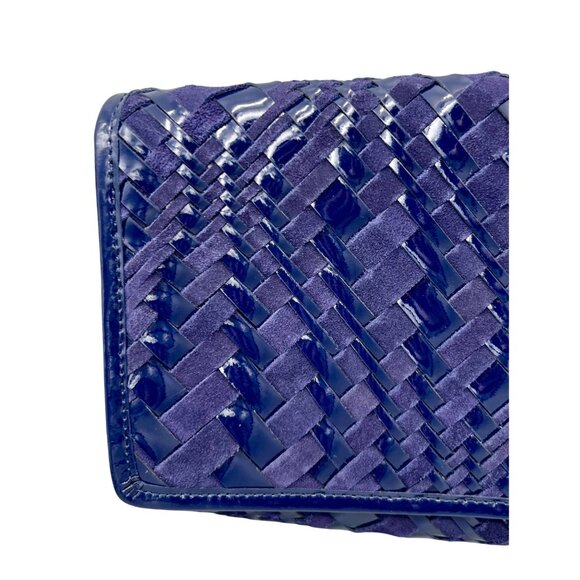 Cole Haan Izzie Clutch Prussian Blue Woven Leather Brynn Weave II NWT - Picture 3 of 10